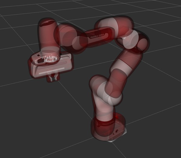 Franka arm covered by 15 superquadrics